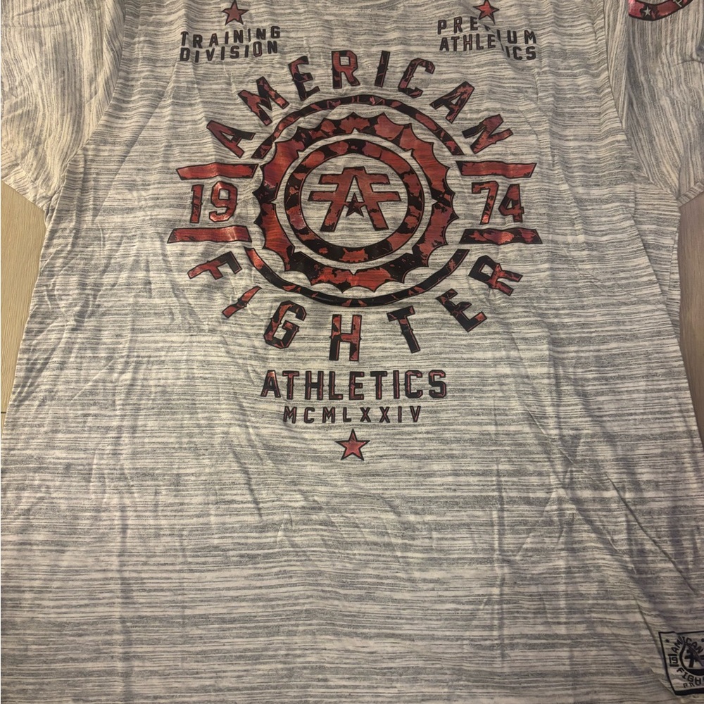 American Fighter Athletic Tee in Gray and Red